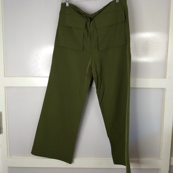 Local European Olive Green Oversized Rip Stop Pants New NWT 100% Polyester XS/S - Picture 4 of 14